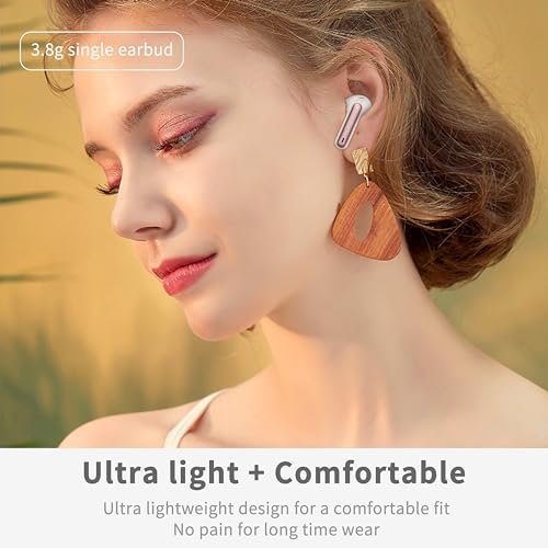 Wireless Earbuds, Bluetooth 5.4 Headphones in Ear with 4 ENC Noise Cancelling Mic, New Wireless Earphones HiFi Stereo Deep Bass 40H Playtime, In-Ear Bluetooth Earbuds LED Display IP7, USB-C, Rose Gold - color: Rose Pink