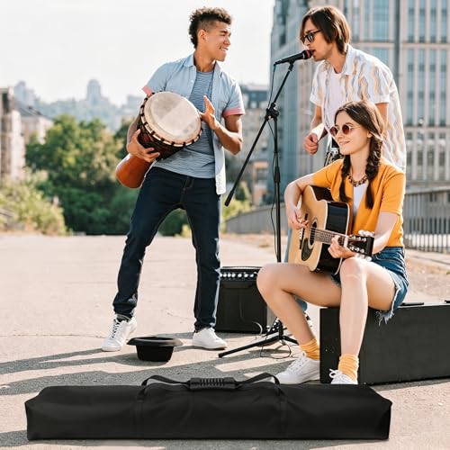 Klmnop 51" Microphone Stand Bag for Speaker & Light Stands, Heavy Duty 800D Oxford Carry Case with Double Zipper, Padded Handle, Holds (6) Mic Stands(Black)