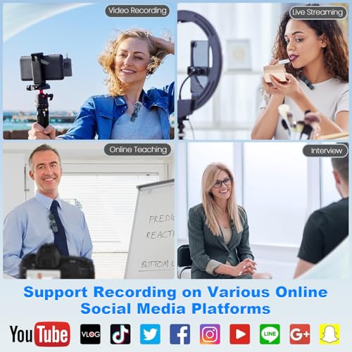 Weton 4 in 1 Wireless Lavalier Microphones for iPhone, Android, Camera, Laptop, USB-C, Mini Microphone, Noise Canceling Lapel Mic - Clip on Mic for Interview Video Recording Podcast Vlog YouTube