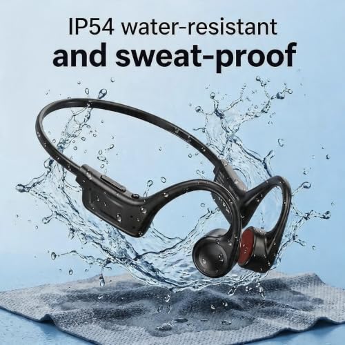 Bone Conduction Headphones, Bluetooth 5.3 with ENC Noise-Canceling Mic, IP54 Waterproof, 15H Playtime HiFi Stereo Sound for Running, Cycling, Workout (Blue) - color: Blue