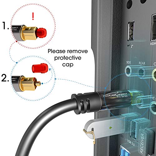 KabelDirekt TOSLINK – Optical Audio Cable – 3ft – Soundbar | Optical digital audio cable: Perfect for equipment with a TOSLINK interface (OPT In / OPT Out or S/PDIF In / S/PDIF Out) - size: 3 ft
