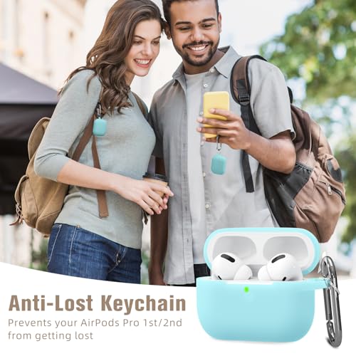 Hamile Compatible with AirPods Pro Case Protective Silicone Airpod Case Shockproof Cover Skin for Apple Airpod Pro 1st/2nd Case 2019 2022 Case, with Keychain, Night Glow Blue - color: 3-Nightglow Blue