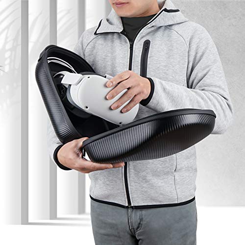 sarlar Carrying Case for Meta Quest 3S/Quest 3/Quest 2 VR Headset, Controller, Original Head Strap, Carbon Fiber Hard Shell Pouch with Lightweight Portable Protection for Travel Storage