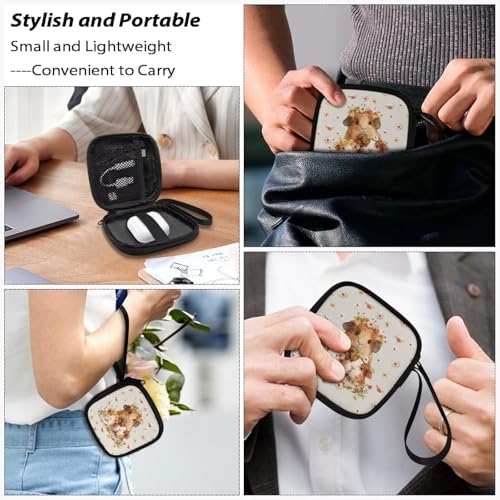 Small Earbuds Bag Lightweight Headphone Storage Bag Portable Headset Carrying Pouch with Inner Mesh Pocket - Guinea Pig and Daisy - color: Guinea Pig and Daisy