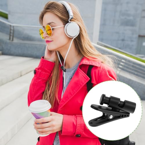 Bremorou 5 Pack Headphone Clips for Earphone Wire Earphone Microphone Cable Clips Cord Clamp Hooks Collar Clamp Clip Earphones Winder Earbud Cable Clip Clamps Hooks Black for Most Headset Wire