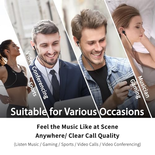 Kimwood Wired Earbuds with Microphone, Wired Earphones in-Ear Headphones HiFi Stereo, Powerful Bass and Crystal Clear Audio, Compatible with iPhone, iPad, Android, Computer Most with 3.5mm Jack - color: Black, size: regular