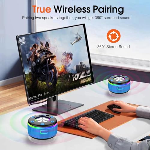 Bluetooth Shower Speaker, Portable Bluetooth 5.3 Speakers Wireless with Time Display, IP7 Waterproof Speakers with RGB Light, Suction Cup, Mini Stereo Speaker for Bathroom Party Beach Outdoor, Blue - color: Sky Blue