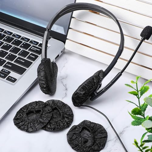 BBTO 200 Pieces Disposable Headphone Ear Cover Non-Woven Sanitary Earpad Covers for Most On Ear Headphones(S, 6.5 cm/ 2.6 inch,Black) - color: Black, size: S (6.5 cm)