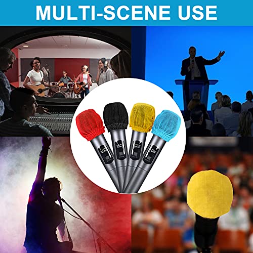 240 Pcs Disposable Microphone Covers,Non-Woven Elastic Band Windscreen Mic Covers Cover Microphone Protective Cap for Most Handheld Microphone Press Conference,Recording Room and Any Shared Environmen
