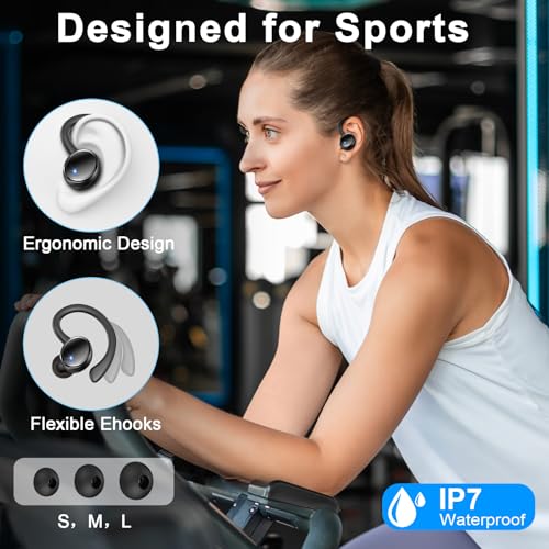 Matast Wireless Earbuds, Bluetooth 5.4 Headphones, 2026 | Sport, Over Ear Buds, 4 ENC Noise Cancelling Mic, Dual LED Display, IP7 Waterproof Earphones, Workout, Running, Gym