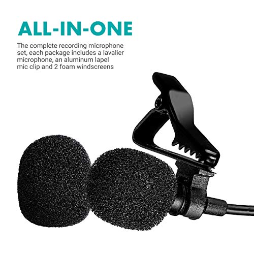 Movo M1 USB Lavalier Microphone for Computer, Clip-On Lapel Mic, 20 ft Cord - size: Small