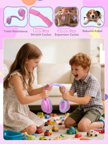 Acer OHW328 Kids Headphones Wired for School - Over Ear Design | 85/94dB Safe Volume Limit, 3.5mm Jack Foldable Headphones for Kids Boys Girls Classroom Yoto Player Chromebook Travel Pink - color: Pink