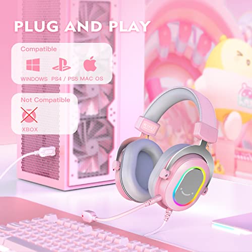 FIFINE Streaming Gaming USB Microphone Kit and PC Gaming Headset with 7.1 Surround Sound,Condenser RGB Mic,Plug and Play,Computer RGB Over-Ear Headphones for PS4/PS5,for Streaming/Game Voice(A6TW+H6P)