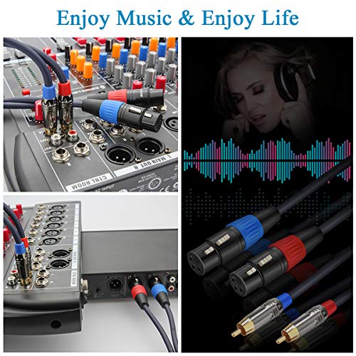 JOLGOO XLR to RCA Cable - Dual XLR Female to Dual RCA Male, 50 Feet, HiFi Audio, 4N OFC Wire, for Amplifier, Mixer, Microphone - size: 50 Feet, style: Dual XLR Female to Dual RCA Male