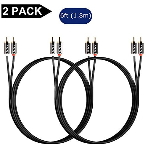 J&D RCA Cable, (2 Pack) Gold-Plated RCA Audio Cables, Copper Shell 2RCA Male to 2RCA Male Stereo Audio Cable, 6 Feet - size: 6 Feet