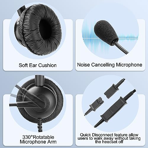 MKJ Headset for Cisco Phones Dual Ear Landline Headset with Noise Cancelling Microphone for Cisco Telephone CP-7821 7841 7941G 7942G 7945G 7960 7961G 7962G 7965G 7971G 7975G 8841 8865 9971 - color: Basic Duo Headset
