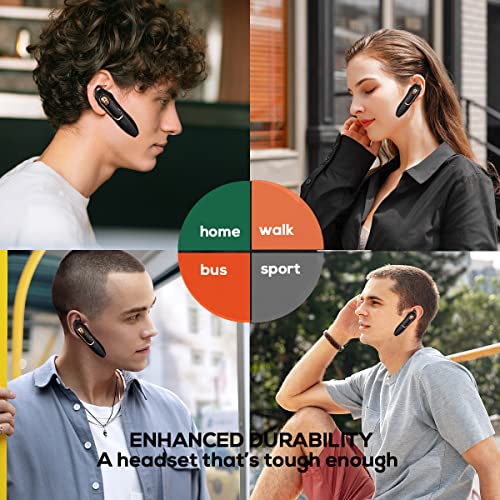 Bluetooth Headset V5.4,Bluetooth Earpiece with Micros, Noise Cancelling Hands Free Bluetooth Headset for Cell Phone with 36H Talking Time/Mute Function, Single Ear Wireless Headphone for Truck Driver