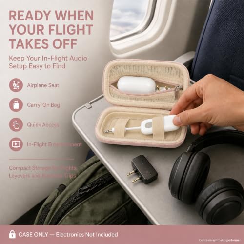 COMECASE Bluetooth Transmitter Case for AirFly SE/Pro 2/Pro/Duo | Hard EVA, Deep Mesh Pocket, Dual Elastic Straps, Fits for Avantree Relay/ for 1Mii, Airplane Travel Tech,Case Only, Gold - color: Gold