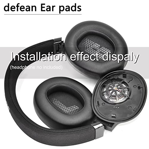 Defean Earpads for JBL E65/Live 650BTNC/660NC Headphones (Black) | Also for JBL E65/ Duet NC/Live 660/770 /780BTNC,Replacement Ear Cushions with Softer Leather, Noise Isolation Foam - color: Black