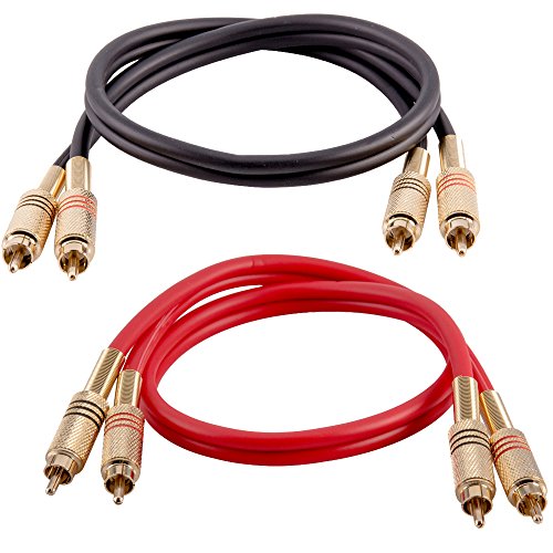 Seismic Audio - SAPRCA2-2 Pack of Premium 2 Foot Dual RCA Male to Male Audio Patch Cables - Black and Red - 2-RCA to 2-RCA Audio Cords - color: Black and Red