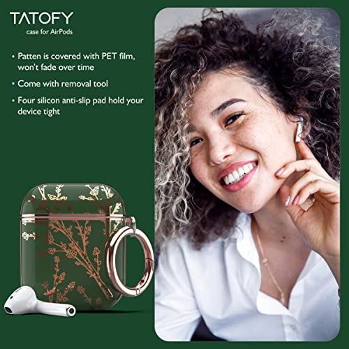 TATOFY Case Cover for AirPods 1&2, Elegant Cute Flower Patterns Protective Hard Case with Clip Keychain - color: Blue, size: AirPods 1 & 2