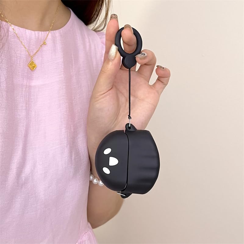 Case for Samsung Galaxy Buds 3 and for Galaxy Buds 3 Pro Earbuds with Carabiner, Silicone Charging Shockproof Protective Cover with Cartoon Skin Design for Man Woman Teen (BKghost) - color: BKghost