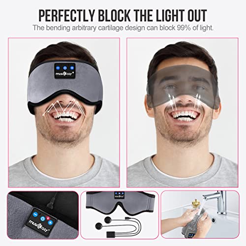 MUSICOZY Bluetooth 5.4 Sleep Mask Headphones Cooling Eye Mask with HD Sound - color: Space Gray