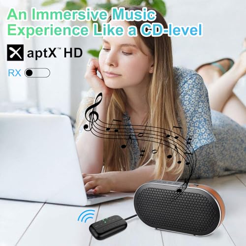 Bluetooth Transmitter Receiver, 2-in-1 V5.3 Wireless Adapter for Airplane, TV, PC, Gym, Switch. Supports up to 2 AirPods/Headphones. Audio Receiver for Car/Home Stereo,with AptX Low Latency & HD - color: Black