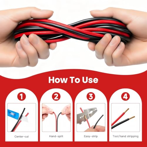 14 Gauge Speaker Wire 500ft 2-Conductor CCA Home Theater Surround | Speaker Cable with Minimal Audio Distortion & 1ft Printed Marks, Red Black Polarity, Soft PVC for Home Wall Wiring - size: 500FT, style: 14GAUGE
