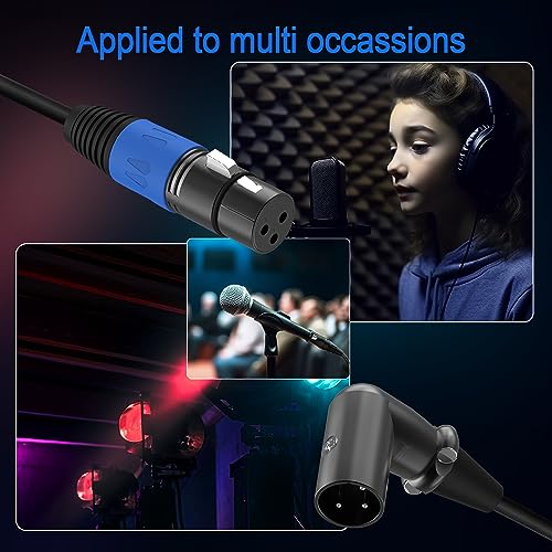LanSenSu Right Angle XLR to Straight XLR Plug Cable, 90-Degree Male to Straight Male Balanced Cord 3-Pin to 3-Pin, (Right Angle -Male-0.5FT, 2Pack) - style: Right Angle -Male-0.5FT