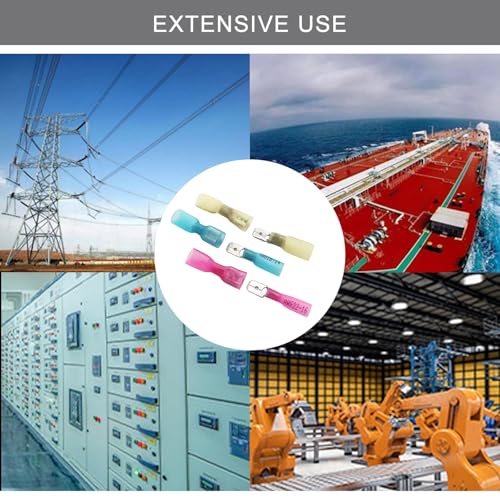 100PCS Heat Shrink Spade Connectors,12-10AWG Female Male Fully Insulated Terminals,Electrical Wire Crimp Connectors Kit - size: AWG12-10(50Pcs Female+50Pcs Male)