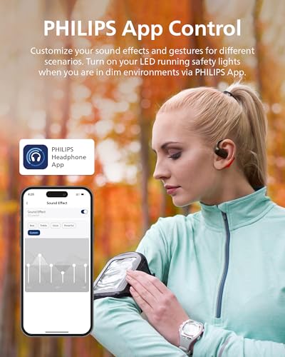Philips A6709 Air Conduction Headphones,True Wireless Bluetooth Headphones,Open-Ear Fit,Quality Sound,Clear Call,28 H Battery,Fast Charging,LED Safety Lights,IP55,Multipoint Connectivity,App Control