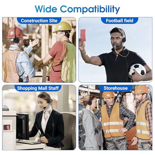 SAMCOM Over The Ear Walkie Talkie Headset, 2 Pin Plug with Boom Mic PTT Overhead Headphone for Baofeng for Kenwood for Retevis Two Way Radios (Single Side, Adjustable Headband, Wired)