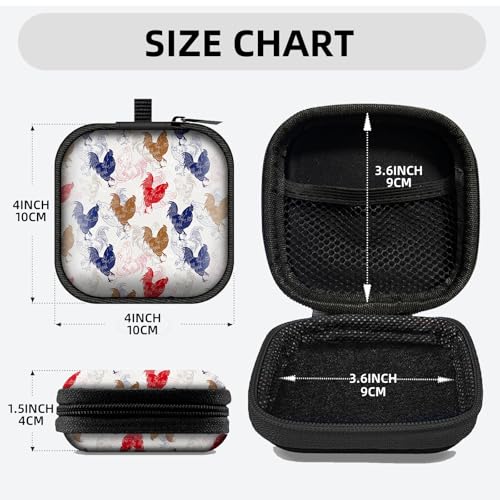 Square Data Cable Earbud Charger Coin Storage Bag Shockproof and Drop-Proof EVA Material Compatible with AirPod(Rooster) - color: Rooster