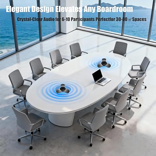 Conference Speaker with Microphone 360° Voice Pickup USB Bluetooth Speakerphone for Home Office & Meeting Room
