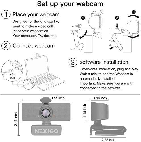 NexiGo N60 1080P Web Camera, HD Webcam with Microphone & Privacy Cover, USB Computer Camera, 110-degree Wide Angle, Plug and Play, for Zoom/Skype/Teams/OBS, Conferencing and Video Calling (Renewed) - size: 1080P Webcam