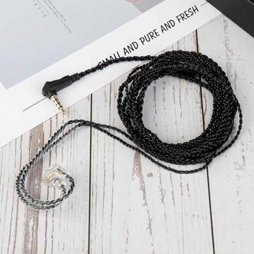 1.5 Meter QDC in Ear Monitor Cable CCA CRA IEM Extension Headphone Cable Cords for EDX PRO/Castor/KZ ZS10 PRO/ZAR/ZAX/ZAS/AS16/ZSNPRO, CCZ 4N OFC Silver-Plated Wire (Inky, Recessed 2 Pins, 3.5mm Plug) - size: QDCpins 3.5mm, style: 1.5m long