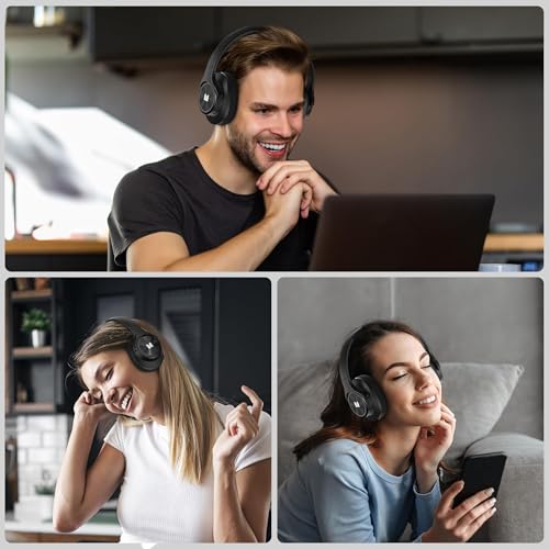 Monster Mission 450 Bluetooth Headphones, 60H Playtime,Deep Bass for Home Office Cellphone PC Ect, Wireless Headphones with 3 EQ Modes, (Black)