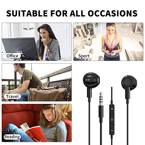 3.5mm HiFi Stereo Earbuds Wired Headphones Earphones w Mic Volume Control for Moto G Stylus Power Pure Play Google Pixel 4a 5a 3a Samsung Galaxy S10 S9 Plus S10e A03s A23 A52 A14 A13 A12 A52 TCL 30 SE