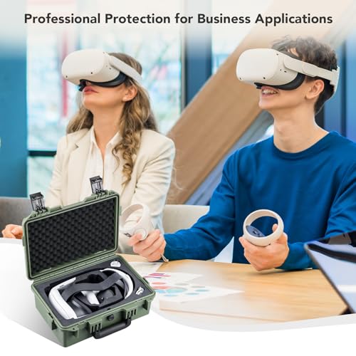 Lykus Titan OQ200 Waterproof Hard Case for Quest 3S/3 and Elite Head Strap | CASE ONLY,Fits Stock and Official Elite Head Strap,IP67 Waterproof,Shockproof,CNC Cut Premium Foam - color: Green