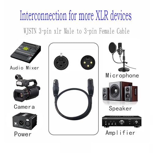 XLR Cable 3-Pin Male to Female XLR Cable Adapter - Professional Balanced Audio Connector for Microphones, Mixers, and Studio Equipment - Durable Metal Construction 6in/2pack - size: 6 in