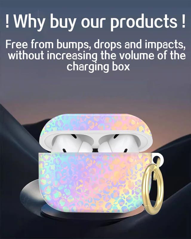 Compatible with AirPod Pro 2nd//1st Generation Case Cover with Key Chain,Full Protective Shockproof Wireless Headphone Case for Airpod Pro 2023/2022/2019(Leopard Print Gradient Background) - color: Leopard Print Gradient Background