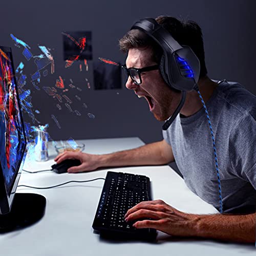Gaming Headset with Microphone - for PC, PS4, PS5, Xbox One, Xbox Series X|S - 3.5mm Jack Gamer Headphone with Noise Canceling Mic - Black&Blue - color: Black&Blue