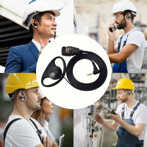 1Pin 2.5mm D-Shell Walkie Talkie Earpiece with PTT Mic (2 Packs) | for Motorola Talkabout Series T605 H2O T200 T260 T600 T800 Two-Way Radio