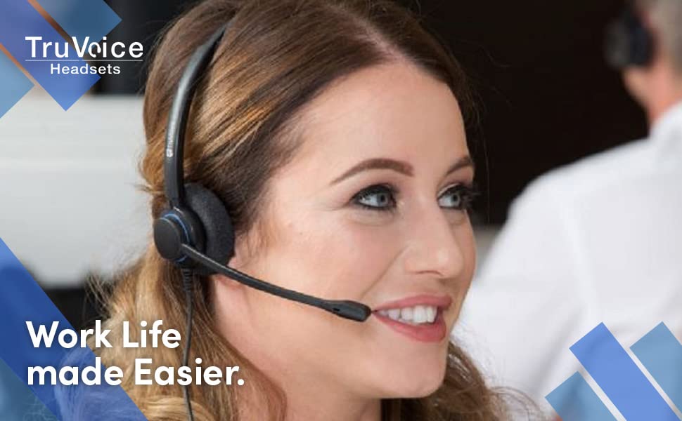TruVoice HD-150 Office and Call Center Wired QD Headset with Noise Canceling Microphone and HD Speakers - Compatible with Mitel, Nortel, Avaya, Poly, Polycom, Shoretel, Digium, ESI, Fanvil Desk Phone