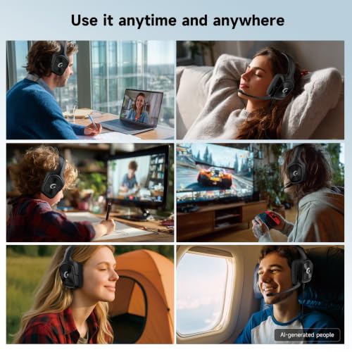 AOC Wired Gaming Headset for PS5, Xbox, PC, HD Mic, Stereo Bass, 79in Cable | 207g Ultra-Lightweight Gaming Headphones with 3.5mm Splitter, Gamer Gifts - color: Jet Black
