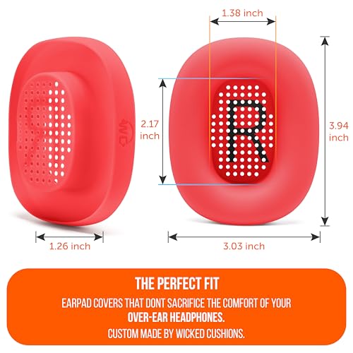 WC SweatZ Max - Patented Silicone Sweat Covers for AirPods Max 1 | Made by Wicked Cushions | (Does Not Fit AirPods Max 2). Sweatproof, Full Earpad Protection | Red - color: Red