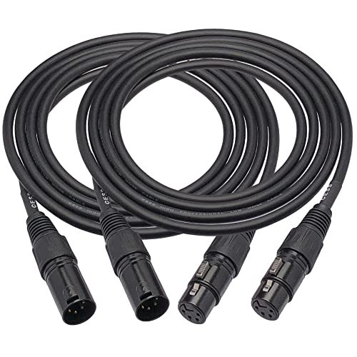 CNCESS 4-Pin XLR Male to Female Balanced Extension Cable, 6 ft, 2-Pack - size: 6 Feet, 2-Pack