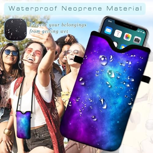 Cell Phone Sleeves Bag Case Crossbody Neoprene Holder Lanyard Phone Pouch for Women Men 7.5 X 4.5 Inches - Galaxy - color: Galaxy
