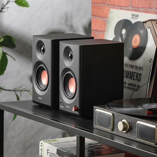 Edifier MR3 Powered Studio Monitor Speakers, Hi-Res Audio Certified Bluetooth V5.4 Active Bookshelf Loudspeakers, 2.0 Computer Speaker with Headphone Output RCA AUX Balanced TRS Input - Black (Pair) - color: Black